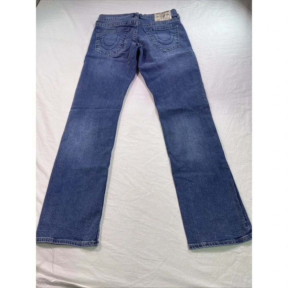 True Religion Ricky Relaxed Straight Jeans Mens 31 Blue  Thick Stitch